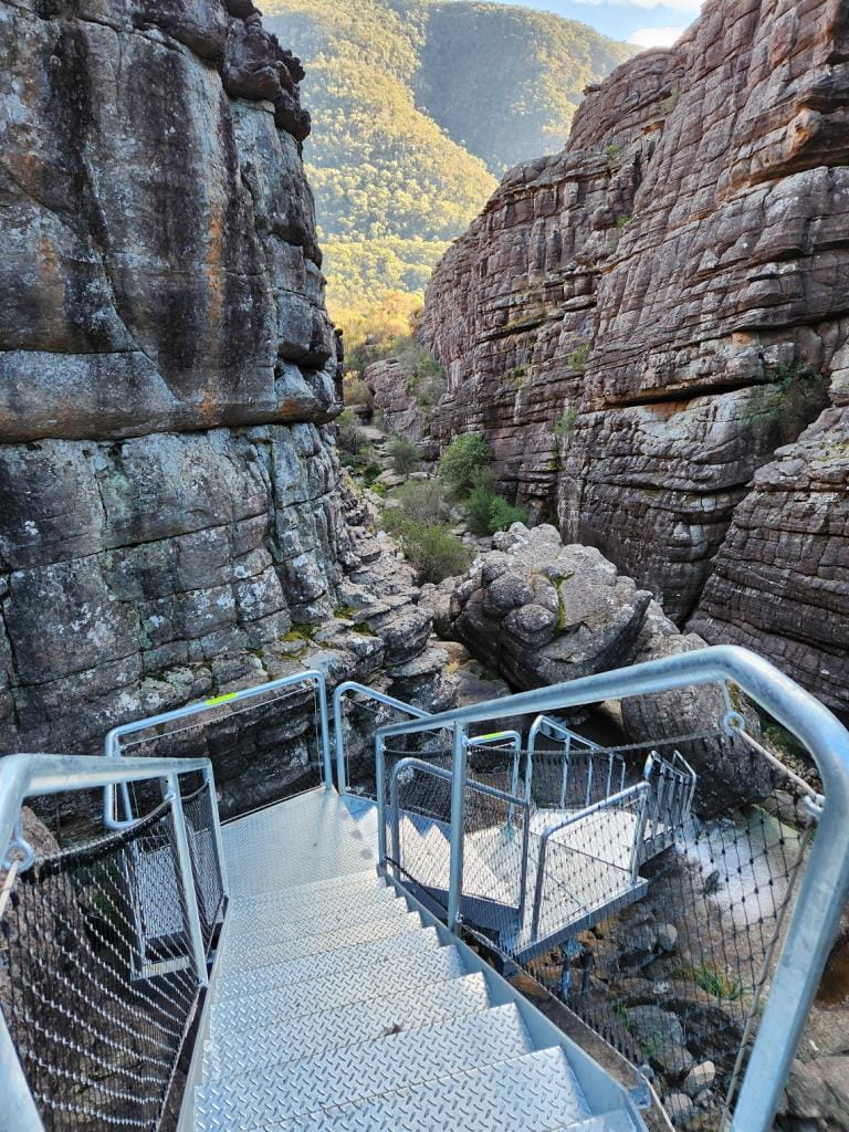 A view from the top of the Grand Canyon staircase, looking down into the canyon.