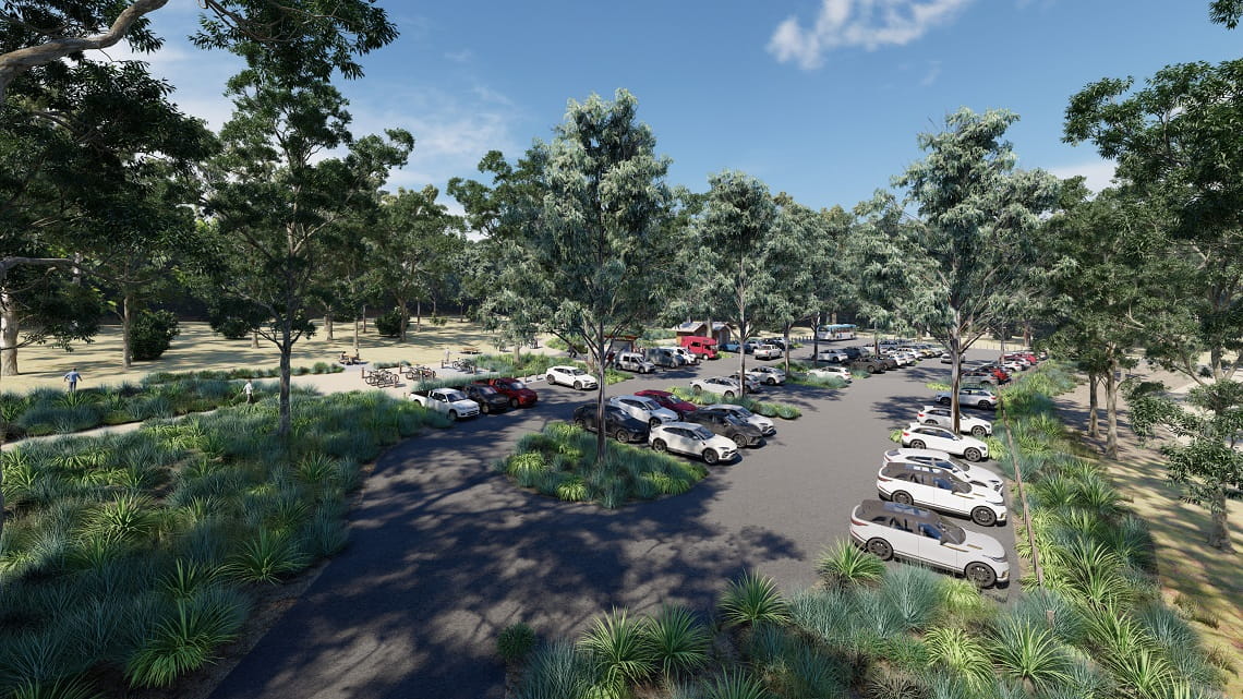 A design render which shows proposed new layout of the car park at You Yangs