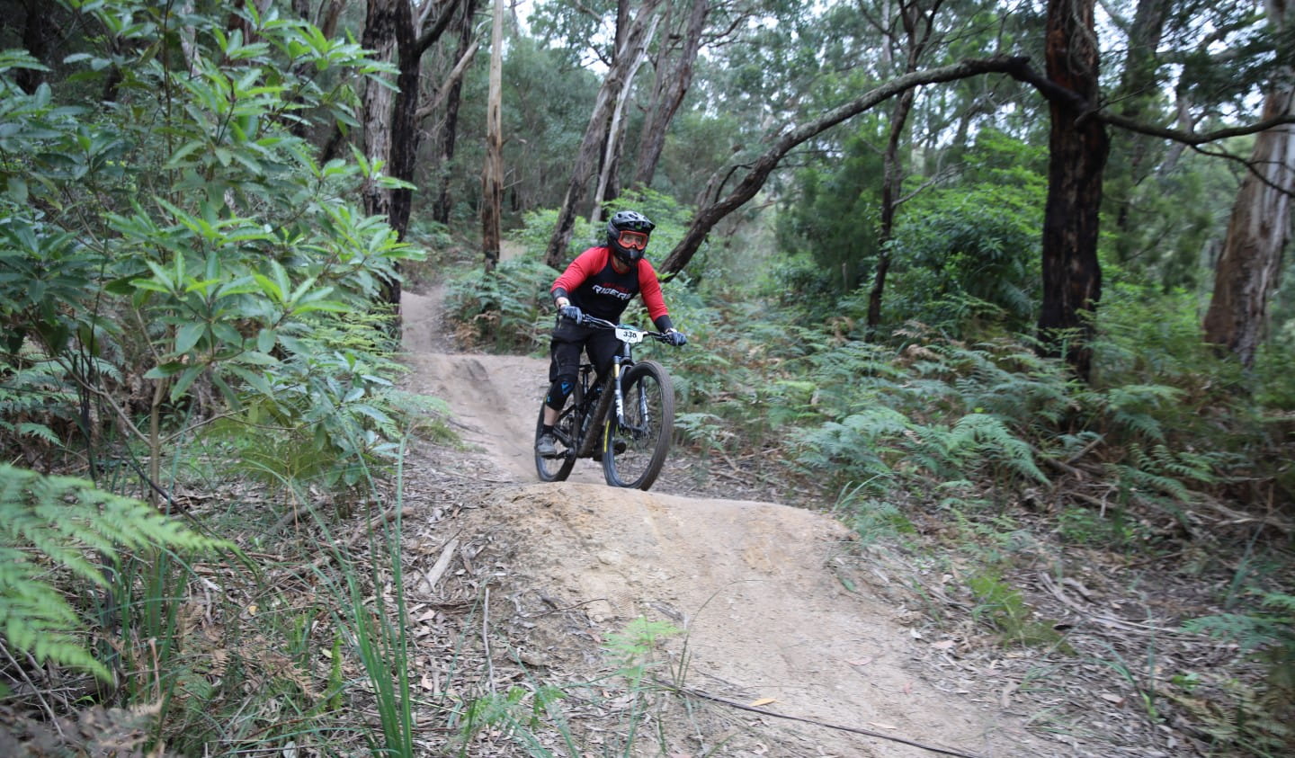 Lachlan Wakeling riding the trails at Arthurs Seat State Park.