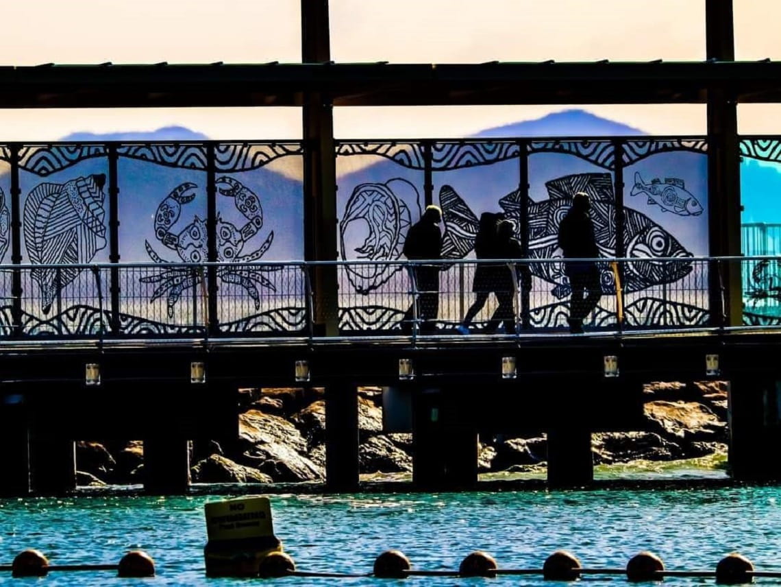 Wadawurrung art on the Portarlington Pier walkway