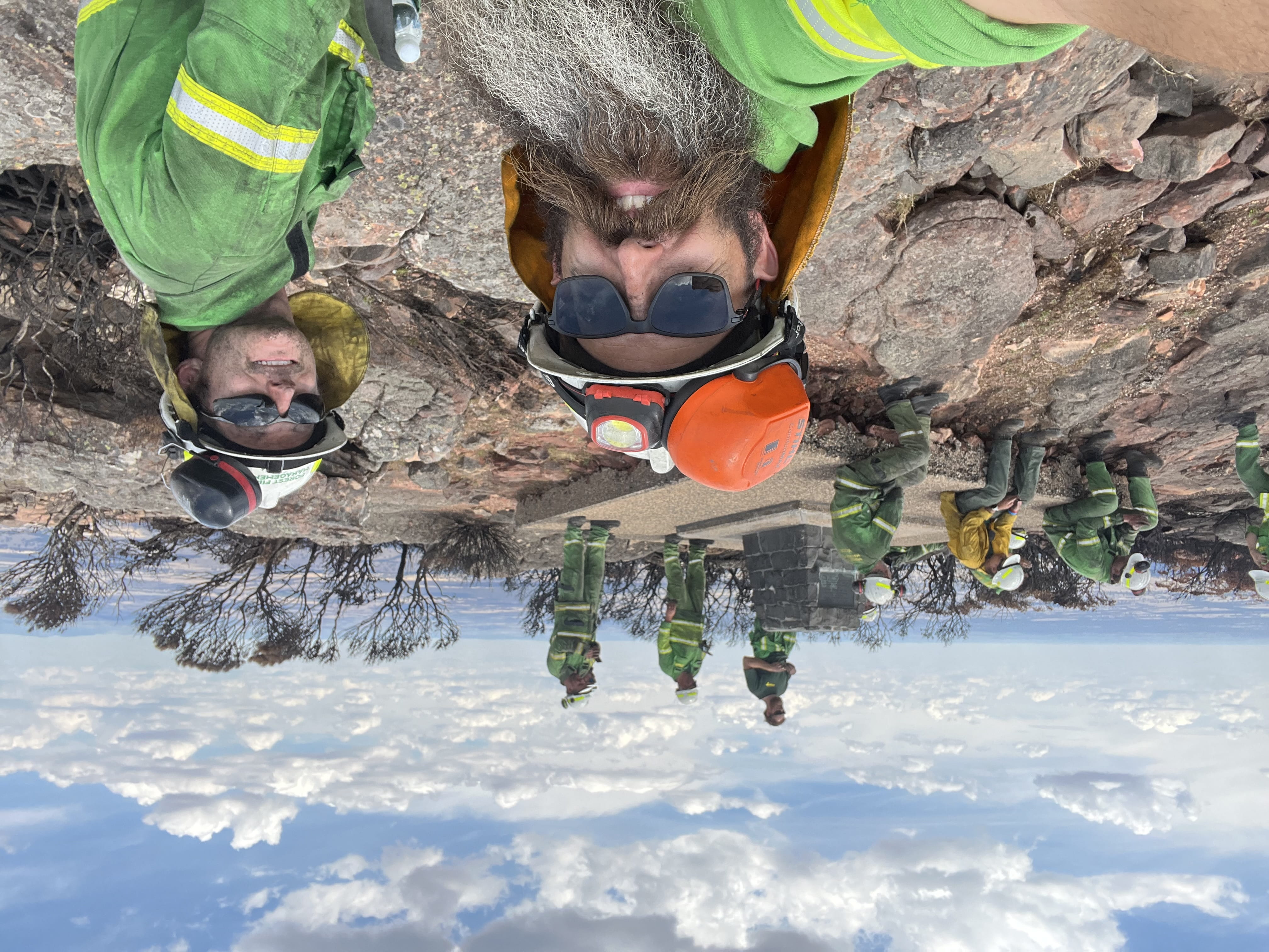 Peter and his team during the grampians fires, everyone is dressed in hi vis