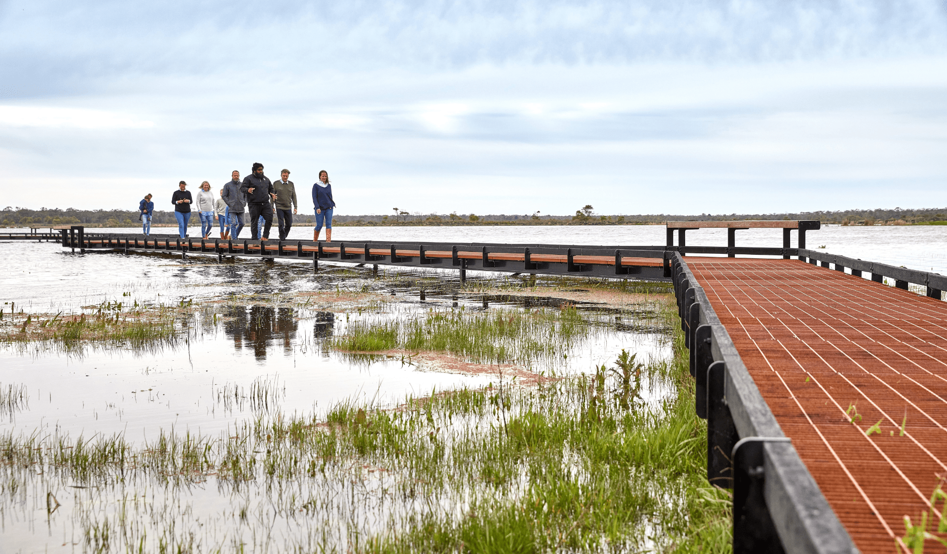 Visitors touring Budj Bim Cultural Landscape