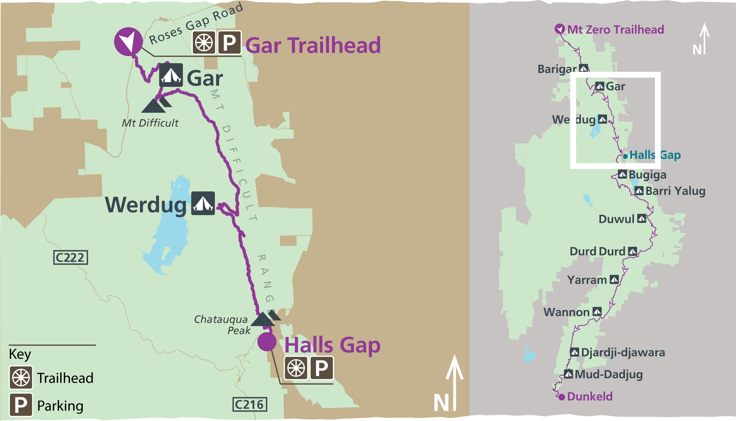 Map of the Gar and Werdug multi-day hike