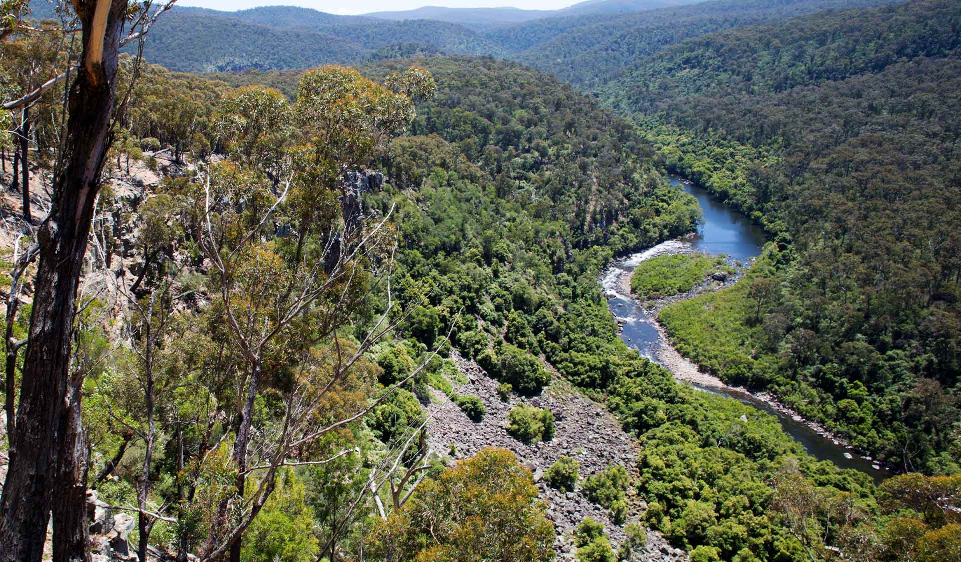 The Mitchell River flows through the country side.