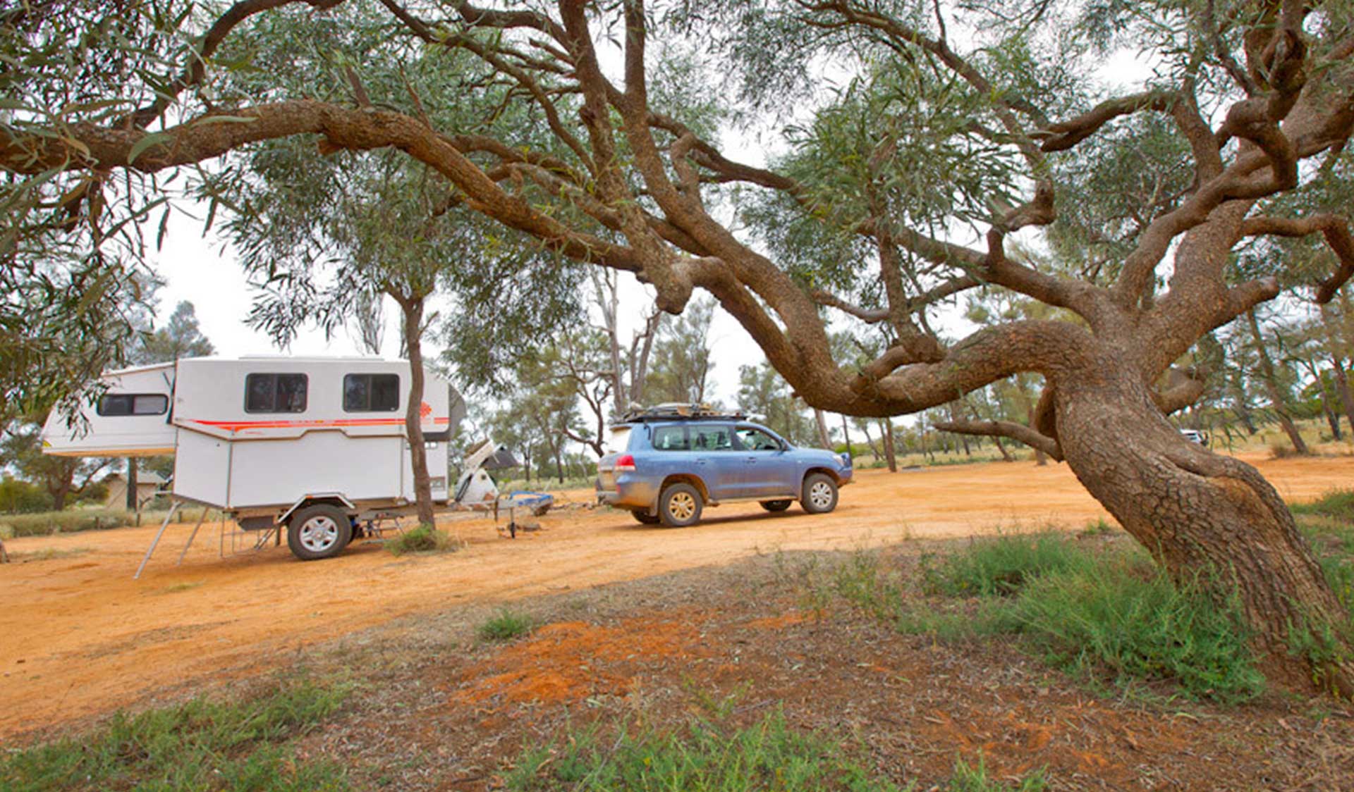 A camper trailer in the Murray Sunset National Park. 