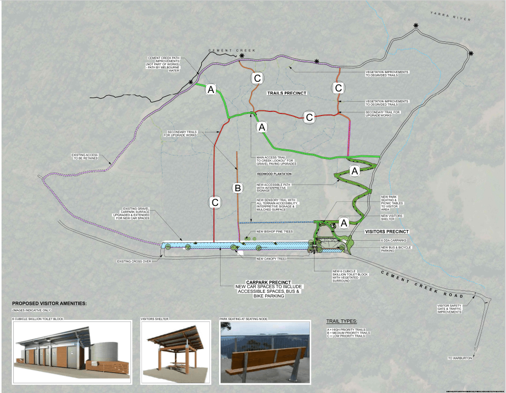 Map of the proposed changes to the Cement Creek trails