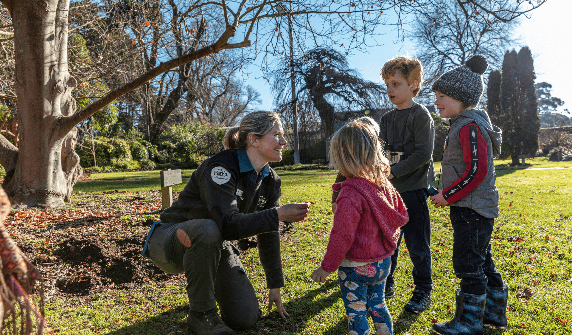 Find fun, free ranger-guided activities for kids, like this group at Coolart Historic Area.